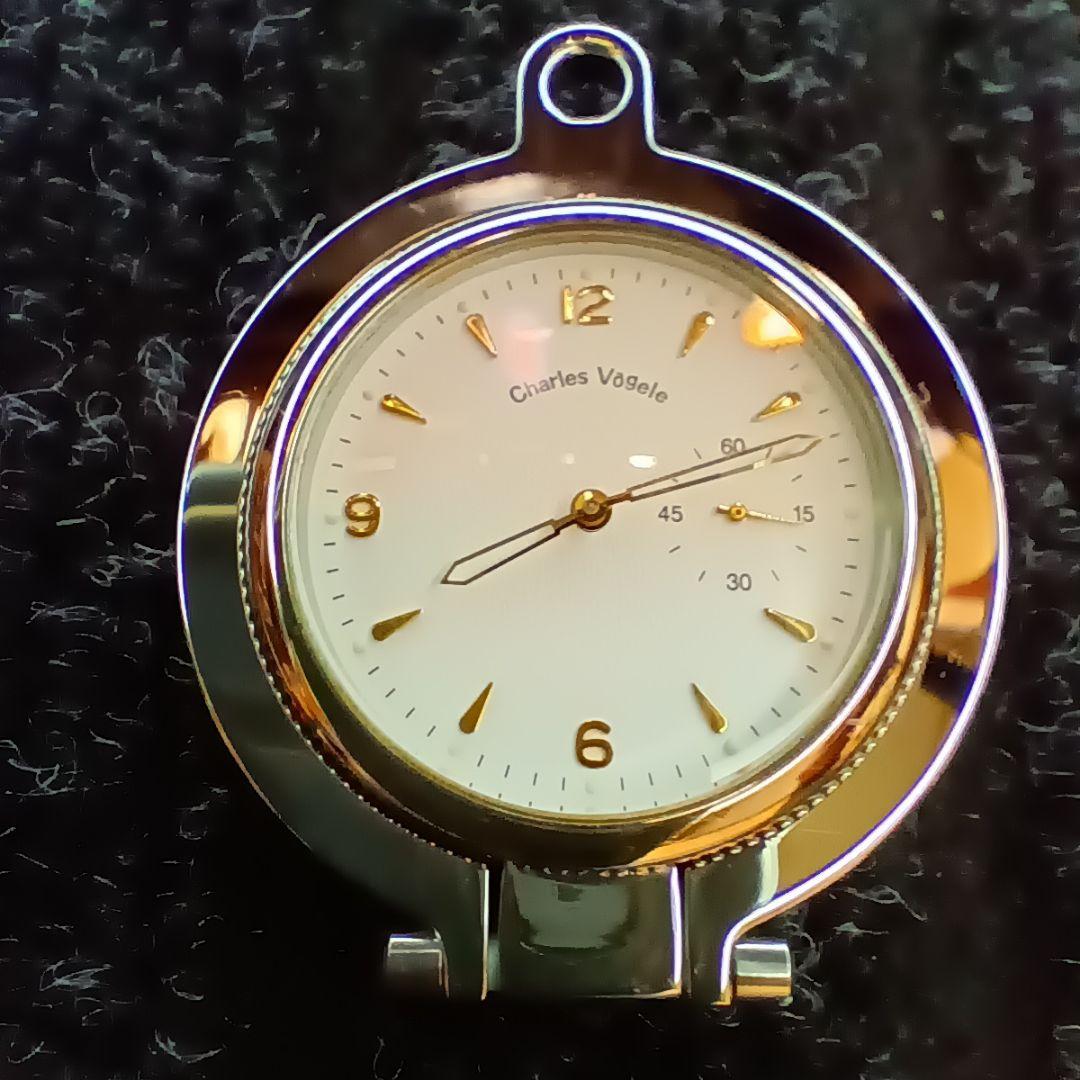 銀製 925 シルバー 可動品 Charles Vgele 懐中時計 クオーツ