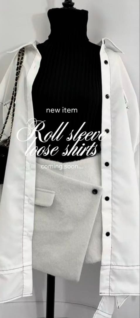 DIANTEロールスリーブルーズシャツ ホワイト