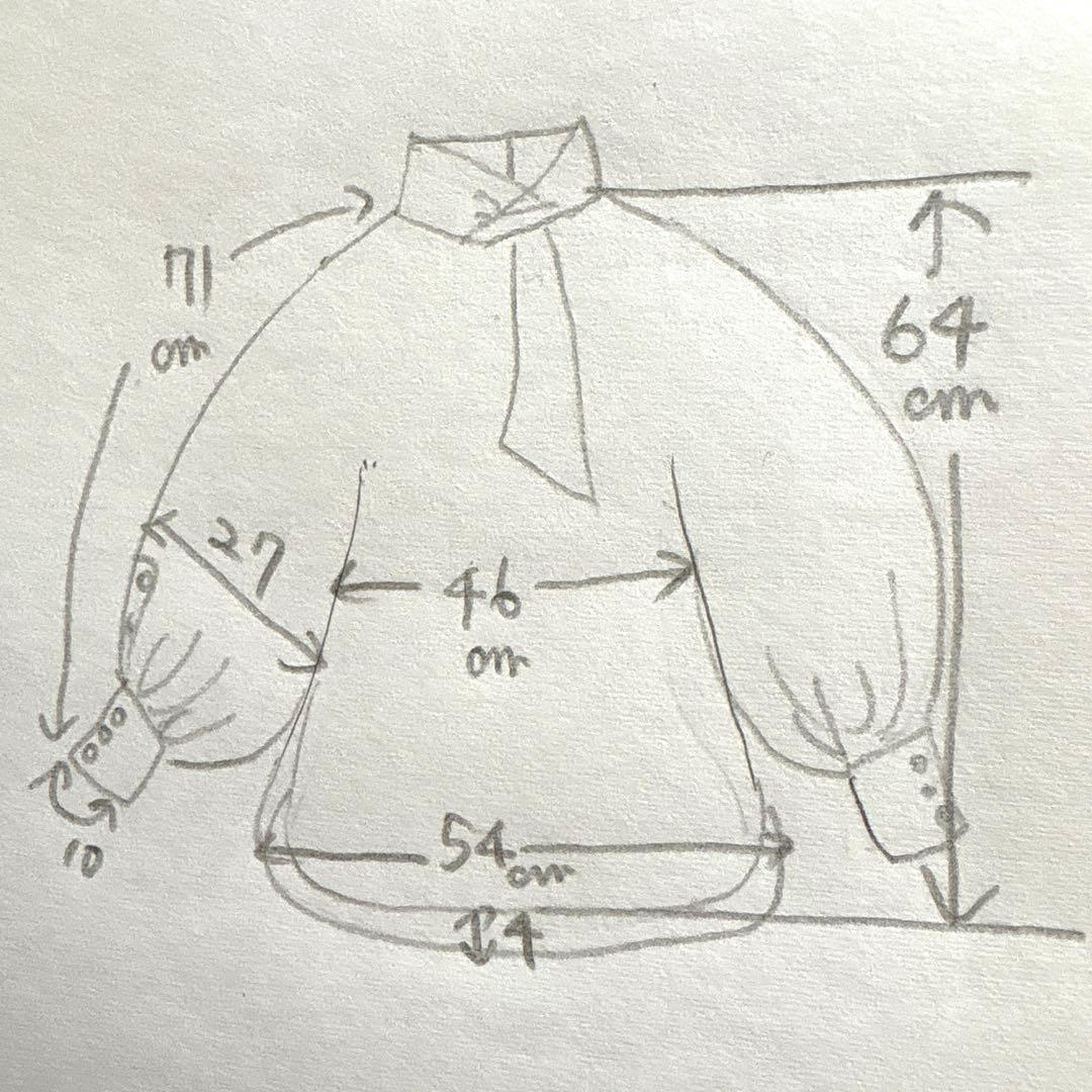 美品　SHE Tokyo カシミヤ混 ボリュームスリーブ ブラウス ボウタイ　F