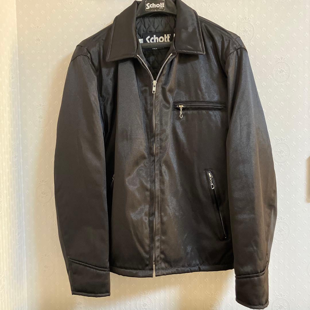 Schott ナイロン製シングルライダースジャケット Sサイズ　黒