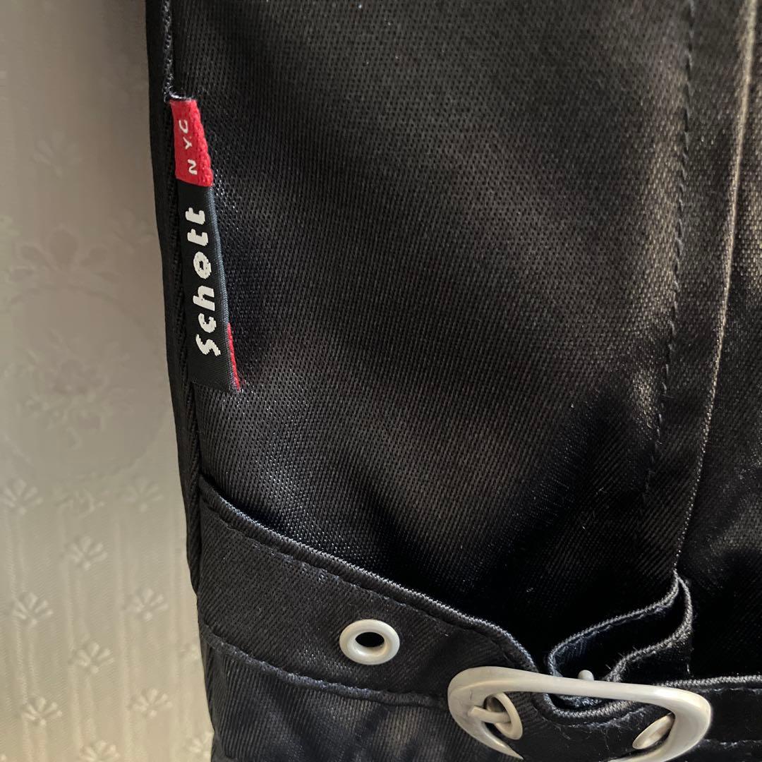 Schott ナイロン製シングルライダースジャケット Sサイズ　黒