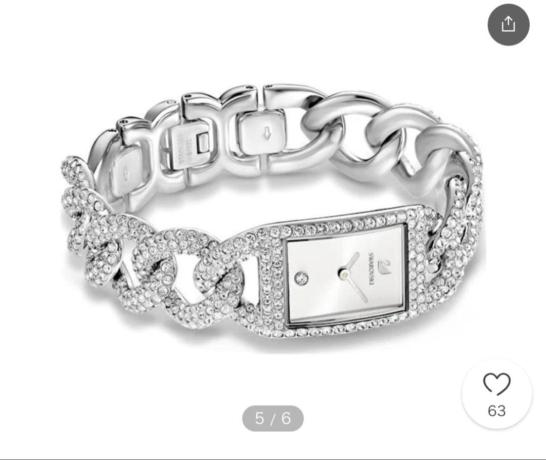 【美品】SWAROVSKI シルバー チェーン腕時計