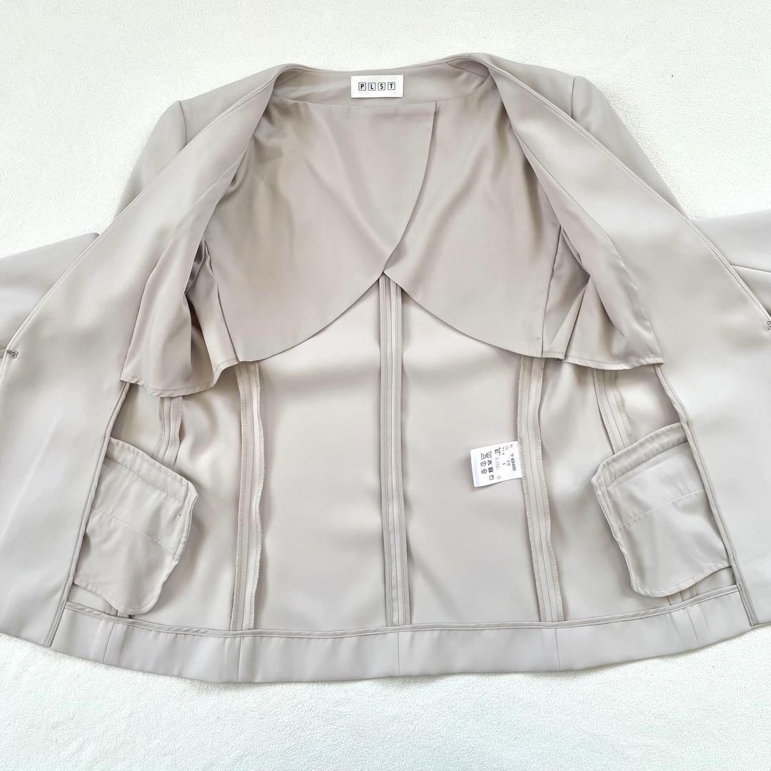 美品✨プラステ ノーカラー パンツ スーツ セットアップ グレー ネイビー