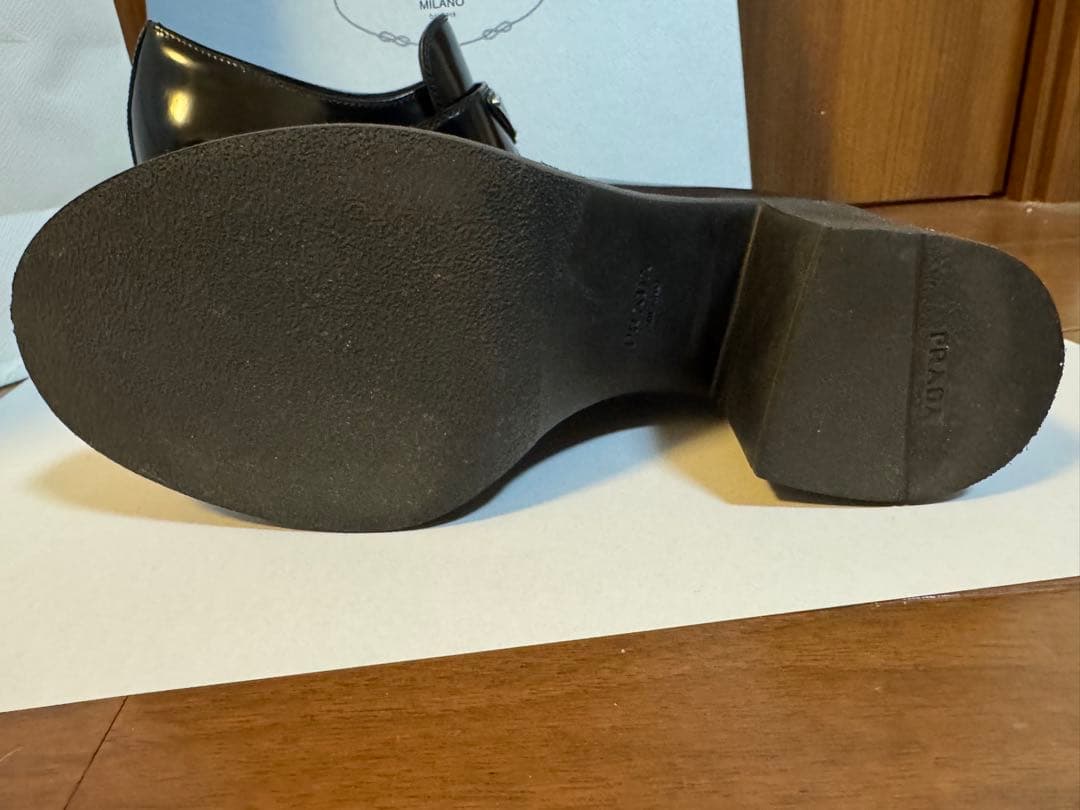 PRADA チョコレート　ブラッシュドレザー　ハイヒールローファー　美品