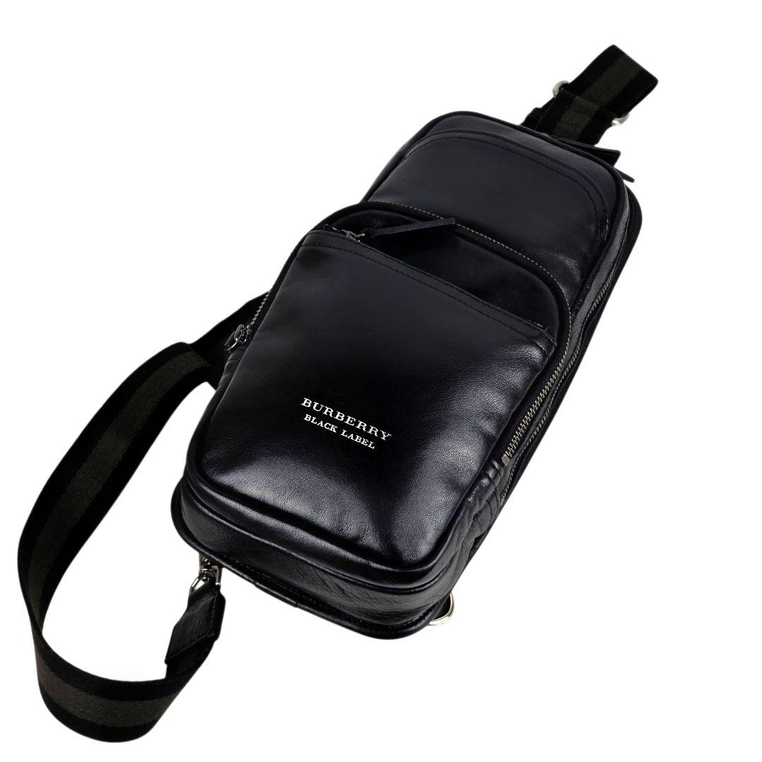 美品 バーバリー ブラックレーベル レザー ボディバッグ ショルダーバッグ