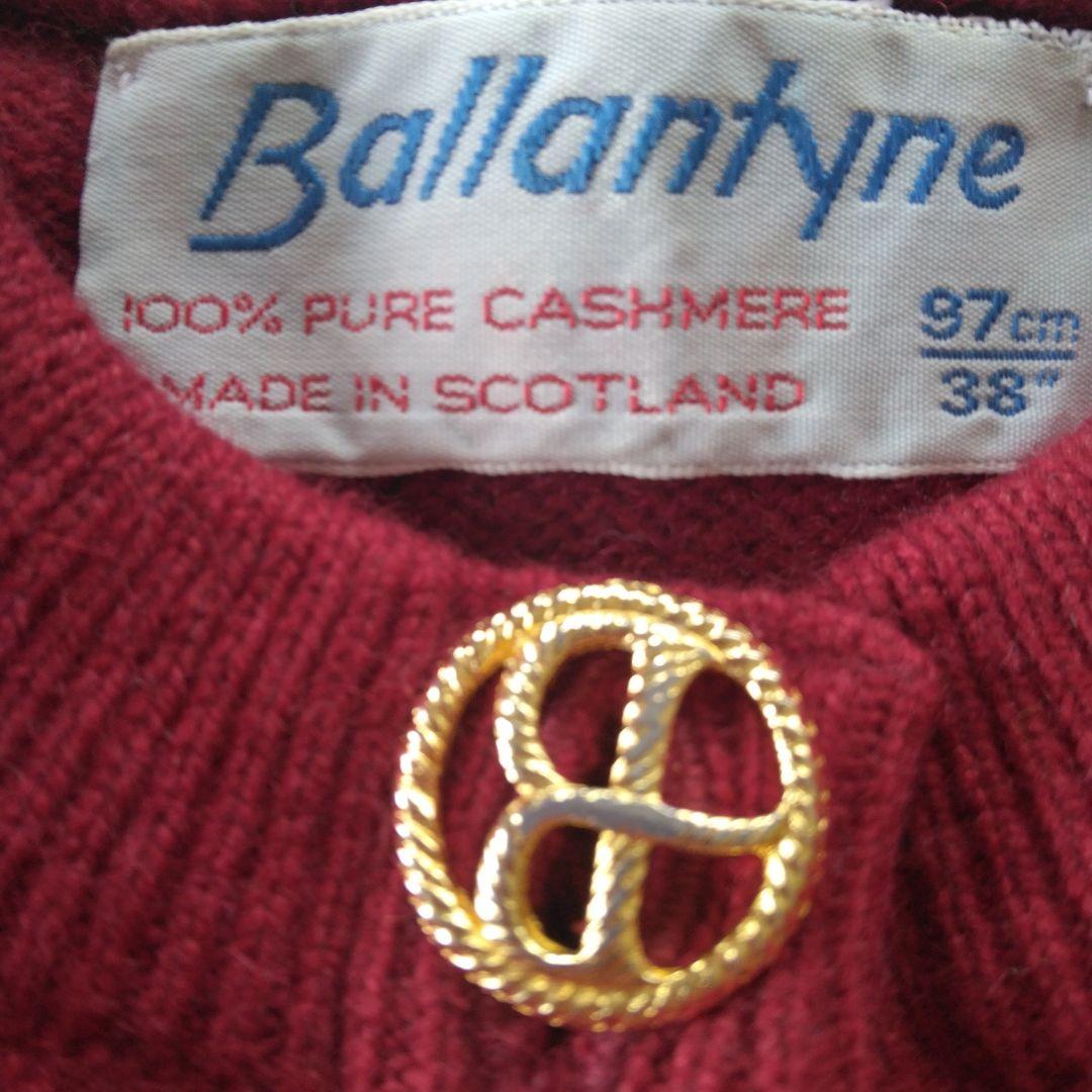 Ballantyne カシミヤ 旧タグ厚手　ワインレッド 最高級品　美品