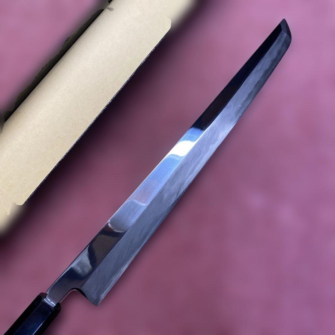 青二鋼　先丸柳刃包丁　300㎜ 尺0寸