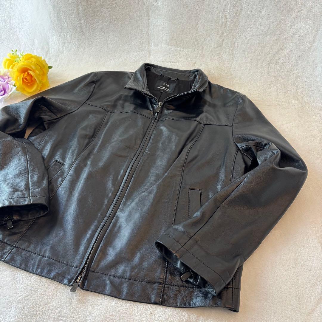 【極美品】23区 レザージャケット サイズ48 黒 羊革　ラムレザーライダース