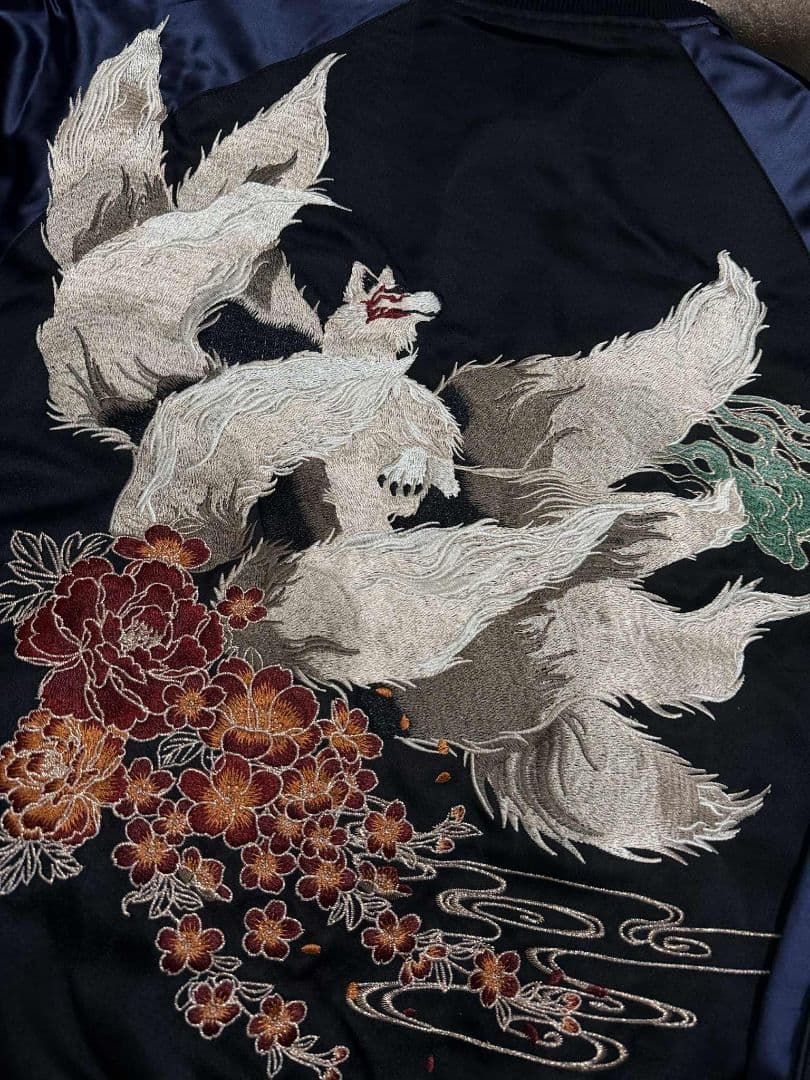 未使用 キツネ 狐 桜 SKAJAN スカジャン ネイビー vintage 美品