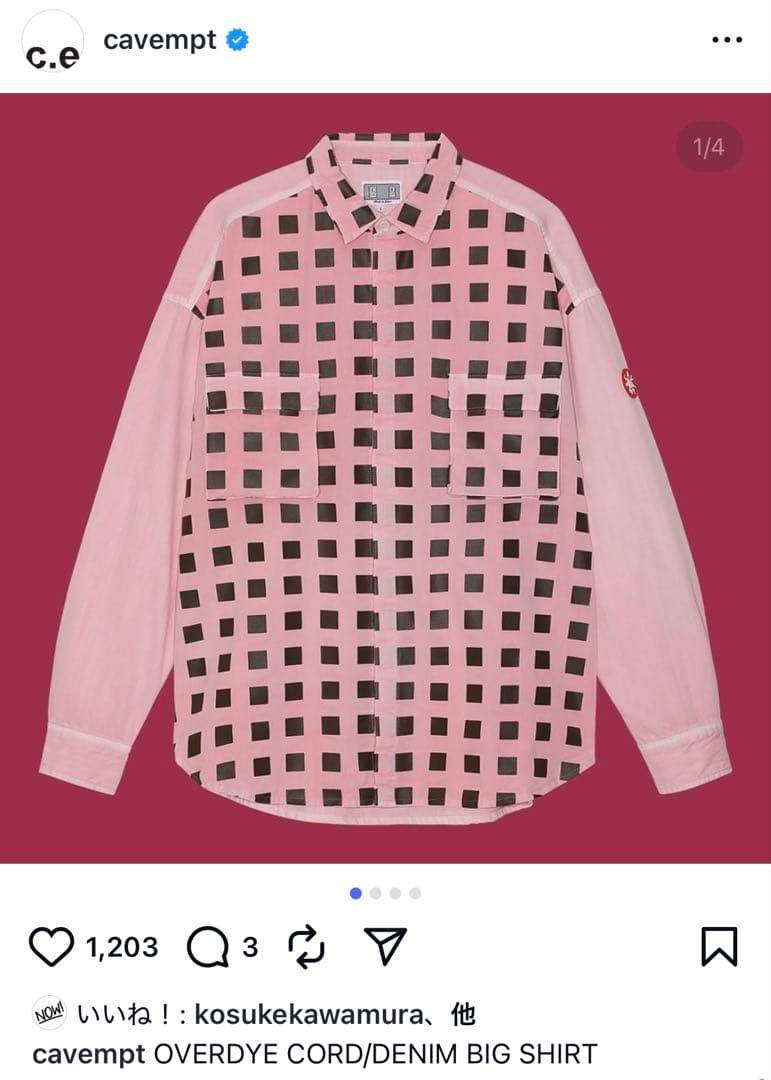美品 C.E cavempt OVERDYE CODE BIG SHIRT XL