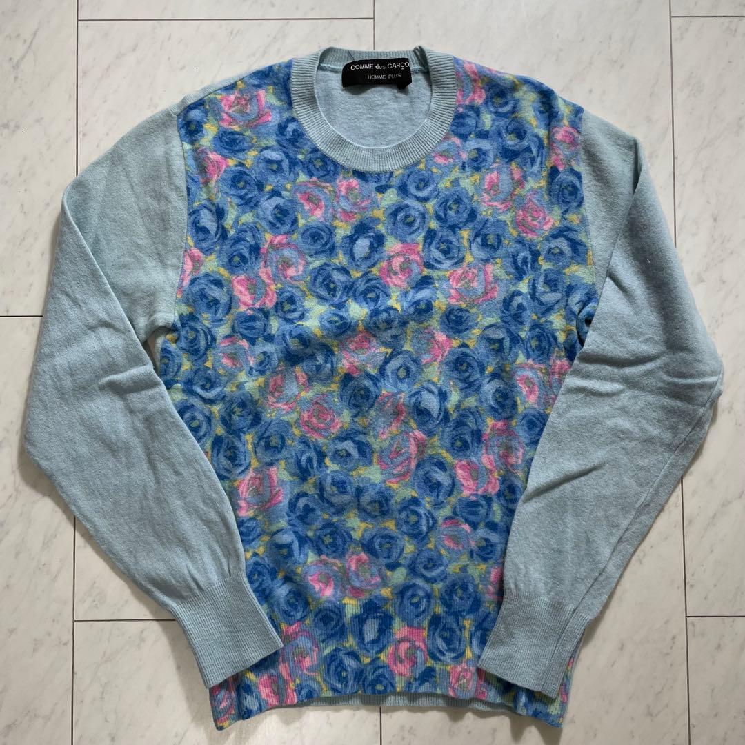 コムデギャルソンオムプリュス クルーネックニット 薔薇柄 ウール AD1988