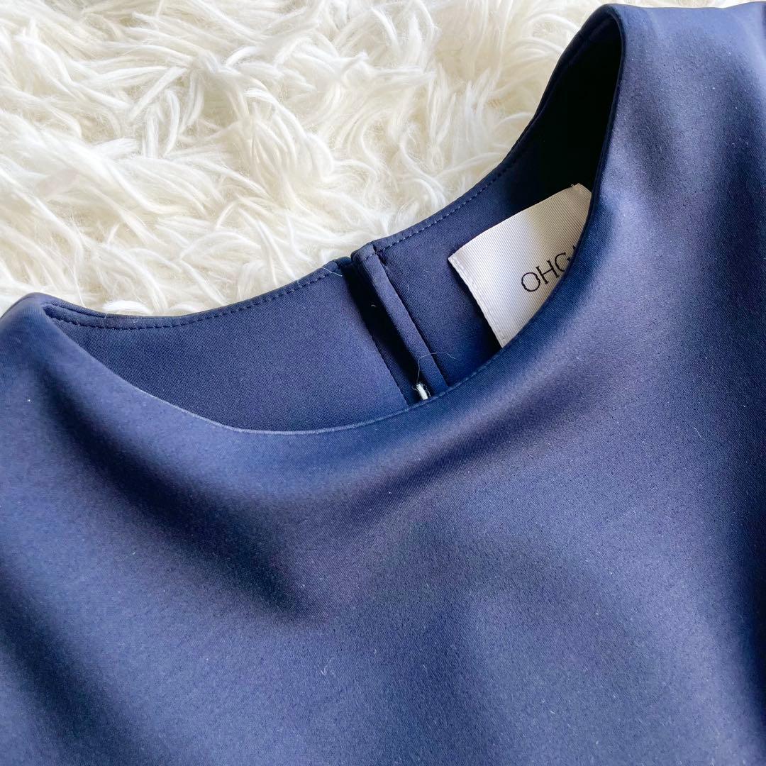 美品✨現行✨OHGA MASHUMALO TOPS ブラウス ティアード　紺