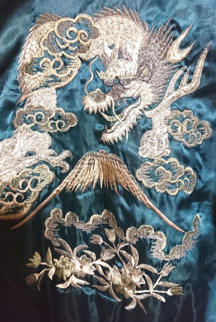 星姫 hoshihime 花 龍 スカジャン グリーン ブラック