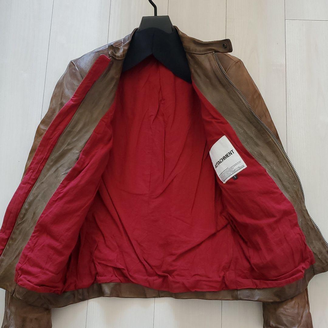 ATTACHMENT バケッタレザー シングルライダースジャケット