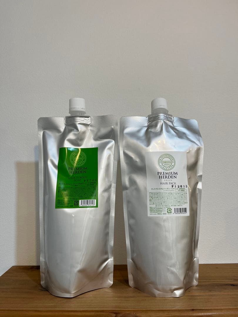 ドレスポイント　プレミアムハーデン　シャンプートリートメント　詰め替えセット　緑