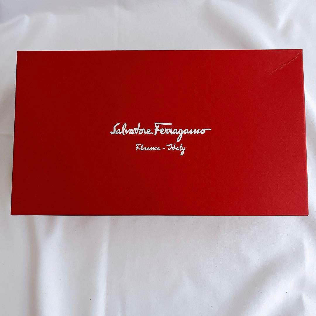 美品 箱 付属品付 フェラガモ ヴァラリボン オープントゥパンプス 23.5 黒