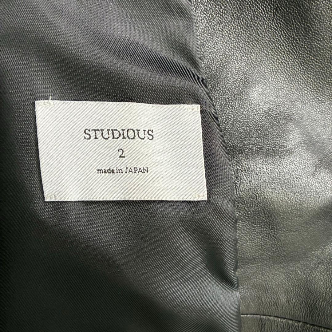 STUDIOUS レザージャケット ダブルライダースジャケット ブラック 本革