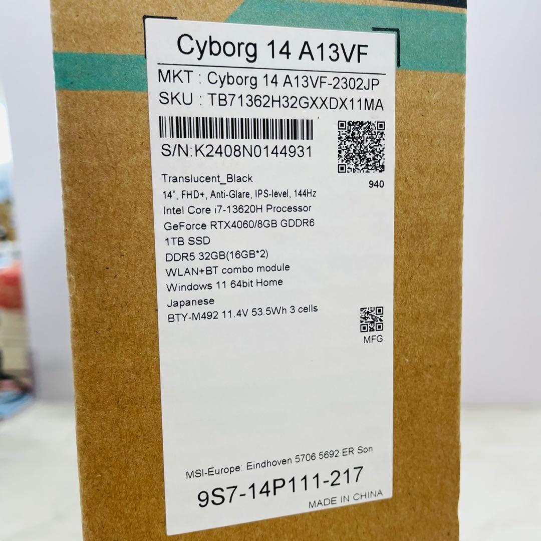 Windowsノート本体 MSI Cyborg-14 i7 13620H 32GB 1TB RTX4060
