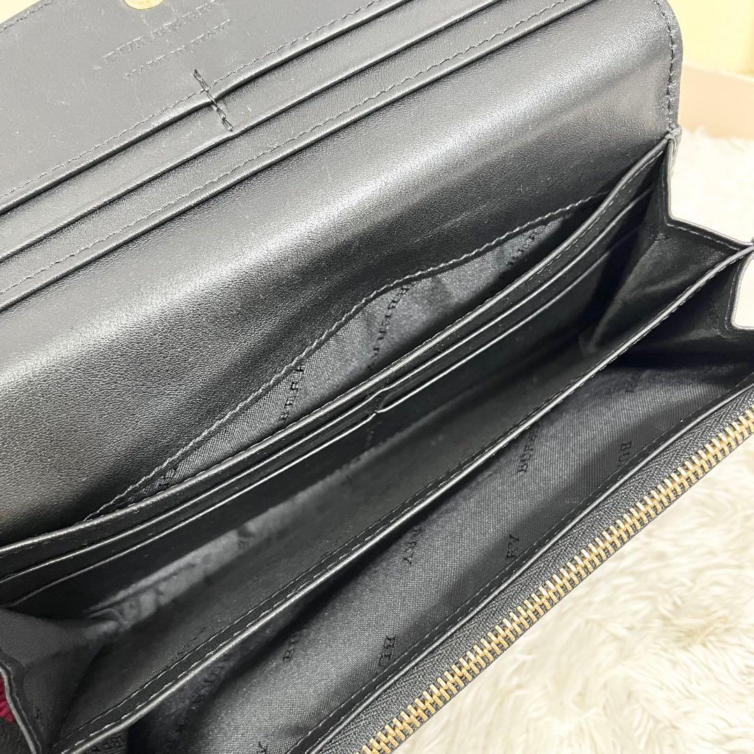 Burberry バーバリー レザー 長財布 ノバチェック ゼブラ柄