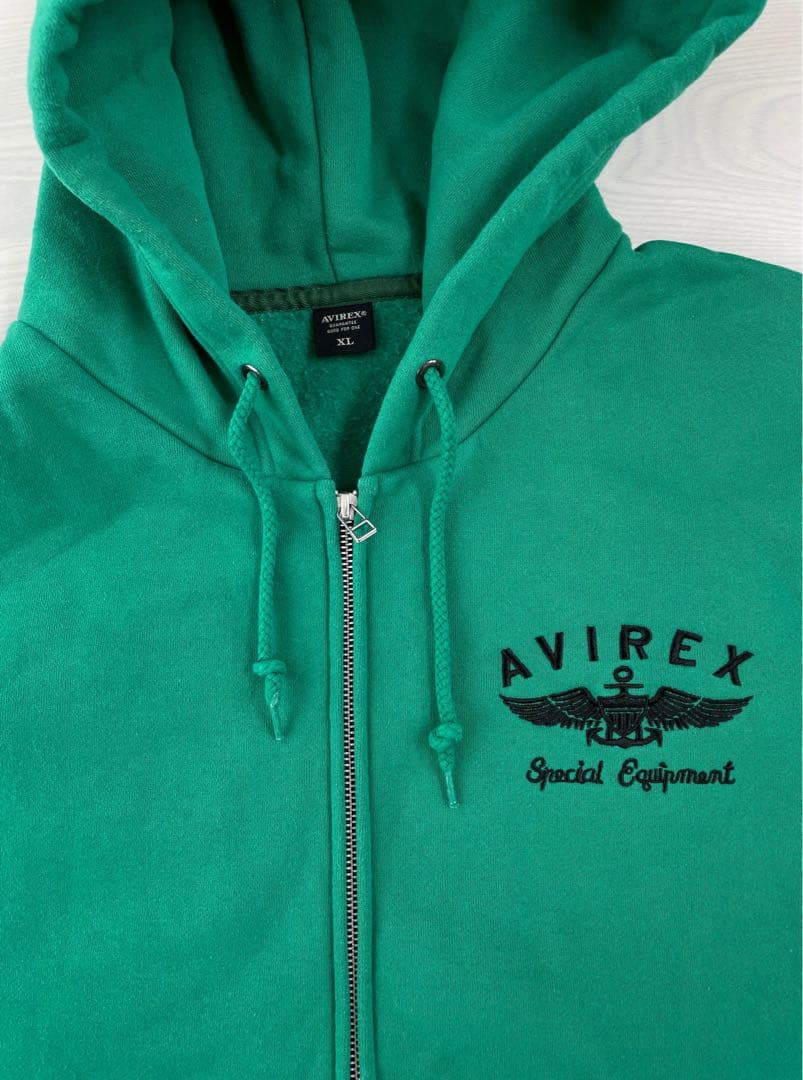 アヴィレックス　ジップアップパーカー　AVIREX　グリーン　ユルダボXL