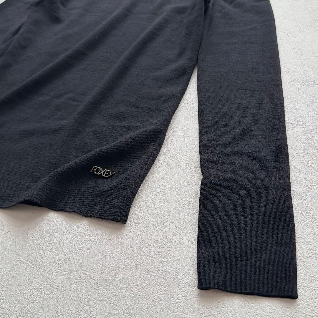 FOXEY グレースウール タートルネックニット 黒 38 イタリア糸