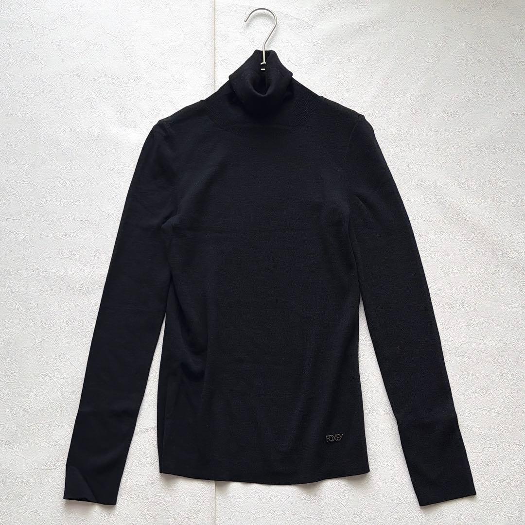 FOXEY グレースウール タートルネックニット 黒 38 イタリア糸