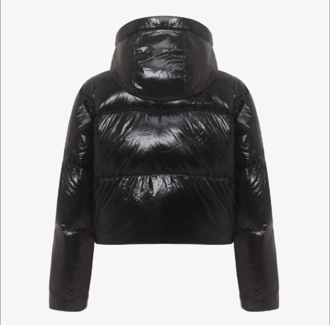 【韓国限定】ノースフェイス グロッシーショートダウン ジャケット 黒 M