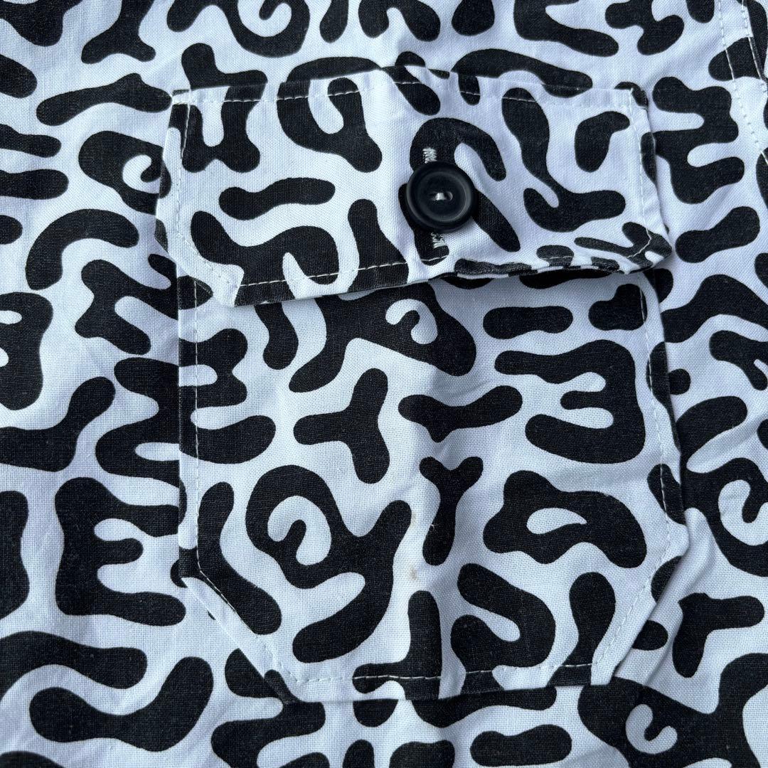 80s 韓国軍 バクテリアカモ コットンシャツ 初期 ブラックボタン XL 希少