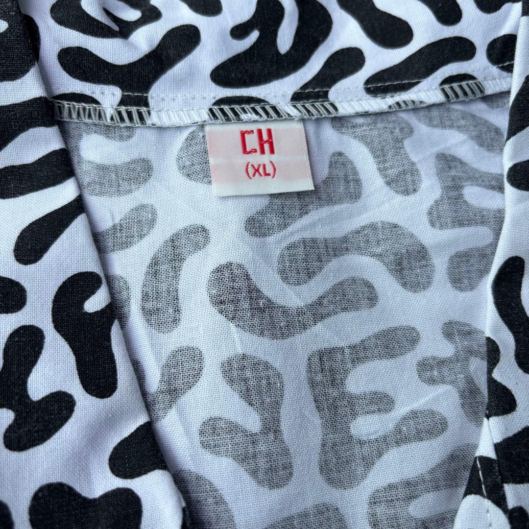 80s 韓国軍 バクテリアカモ コットンシャツ 初期 ブラックボタン XL 希少