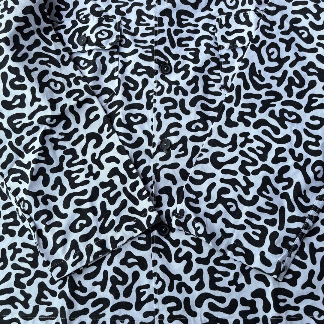 80s 韓国軍 バクテリアカモ コットンシャツ 初期 ブラックボタン XL 希少