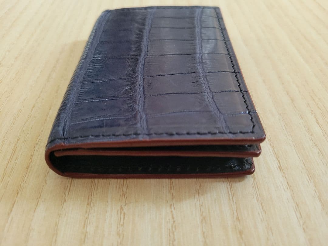 馬車道今井 クロコダイル レザー名刺入れ・カードケース ネイビー 定価12万