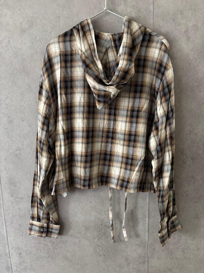 アクネストゥディオズ　チェックフード付きオーバーシャツ