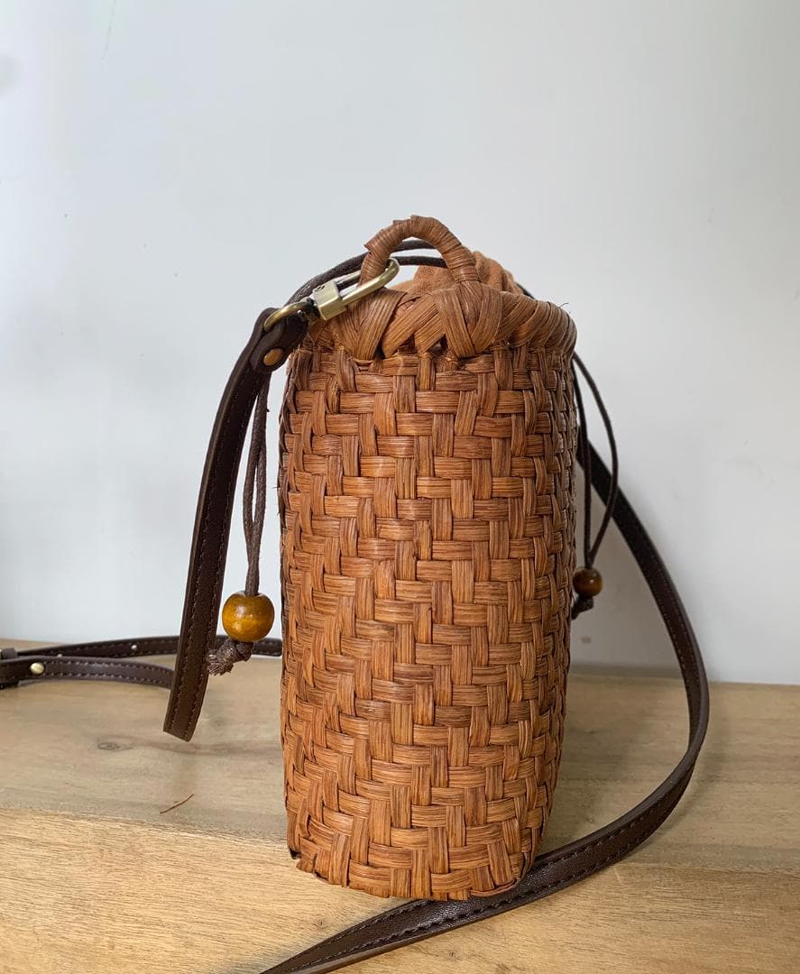 山葡萄 かごバッグ 網代編み 籠 内布付き 長いショルダーストラップ