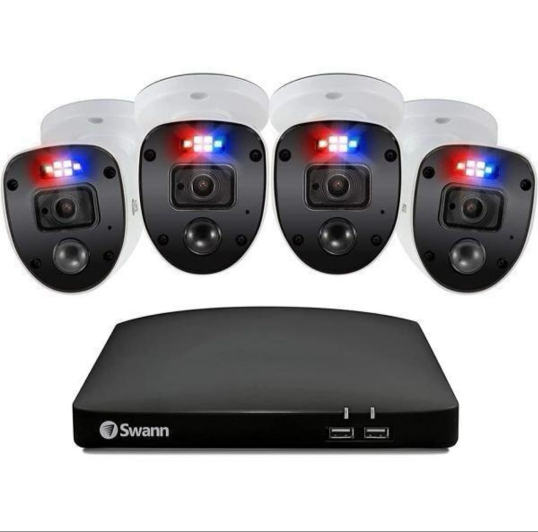 未開封 Swann スワン セキュリティカメラ カメラ4台セット 警告ライト