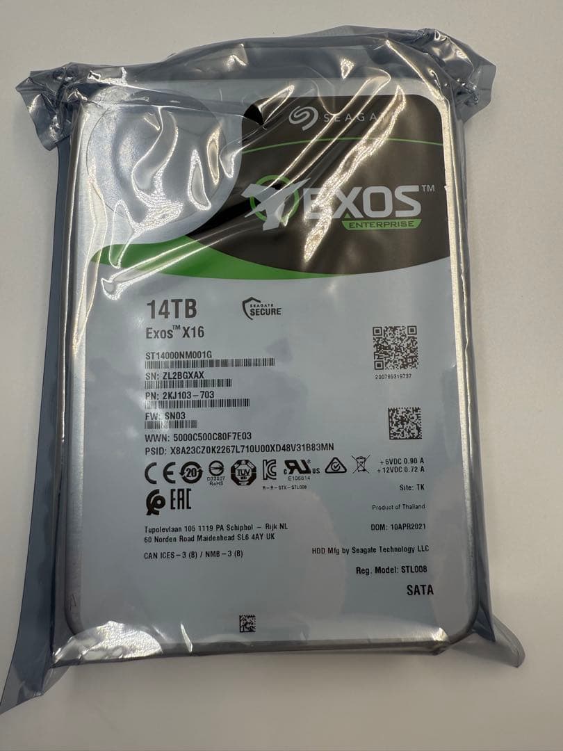 Seagate Exos X16 14TB HDD 7台