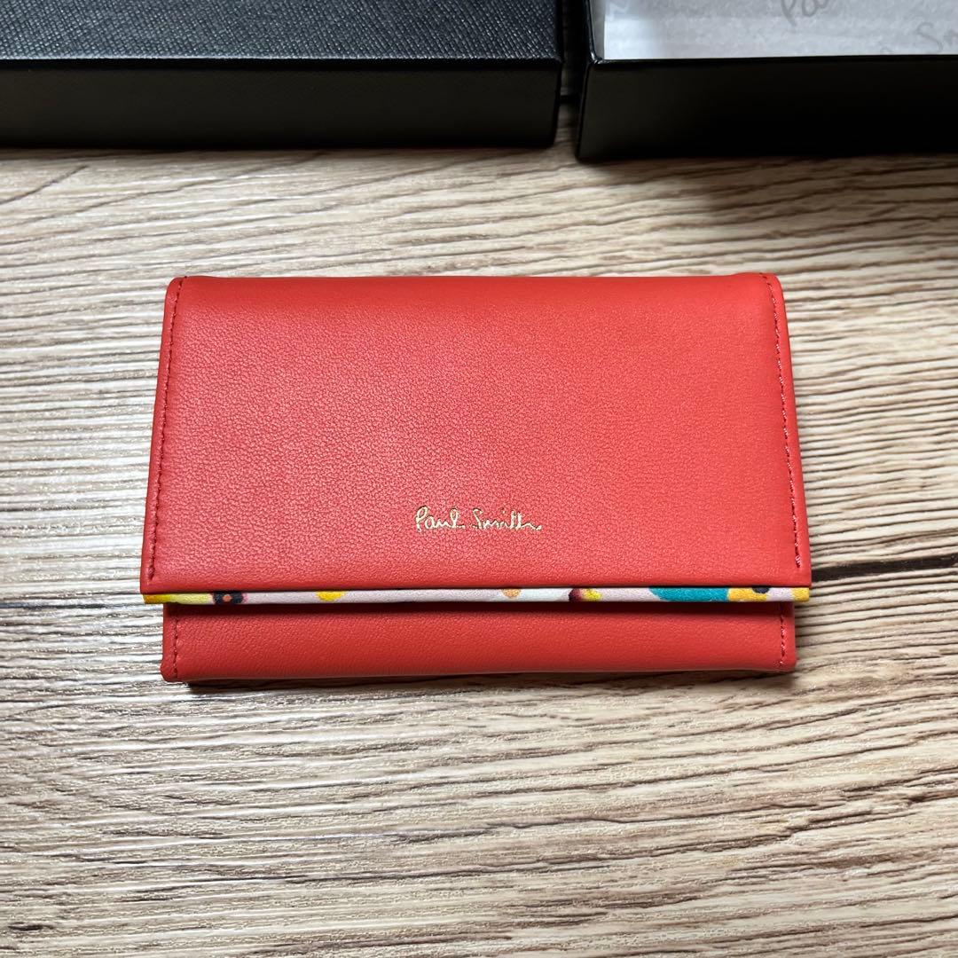 ポールスミス Paul Smith 名刺入れ レッド 箱付き　花柄