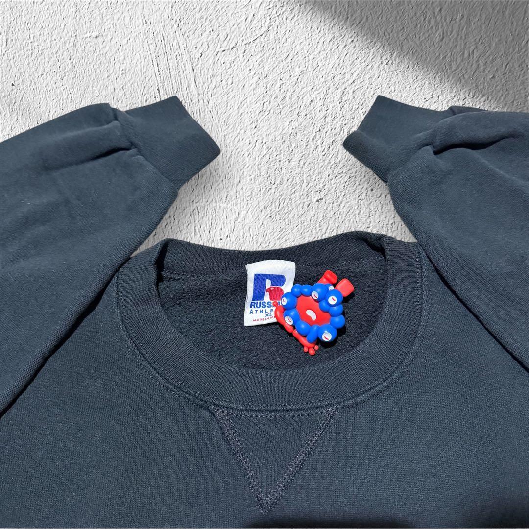 90s RUSSELL ブラック 無地スウェット メキシコ製 サイズXL