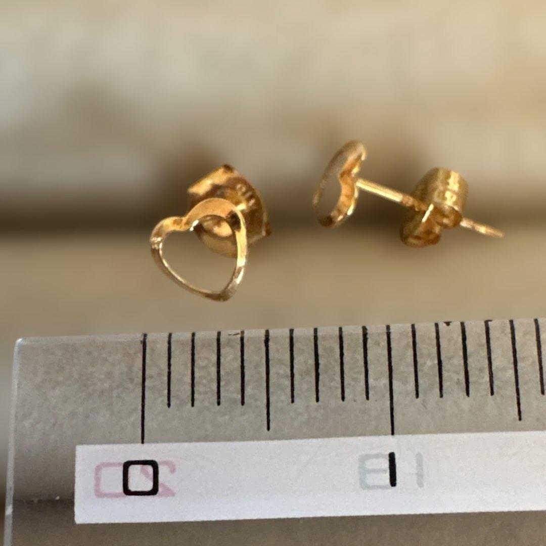 K18 ♡ ジュエリーマキ ハートピアス 刻印あり