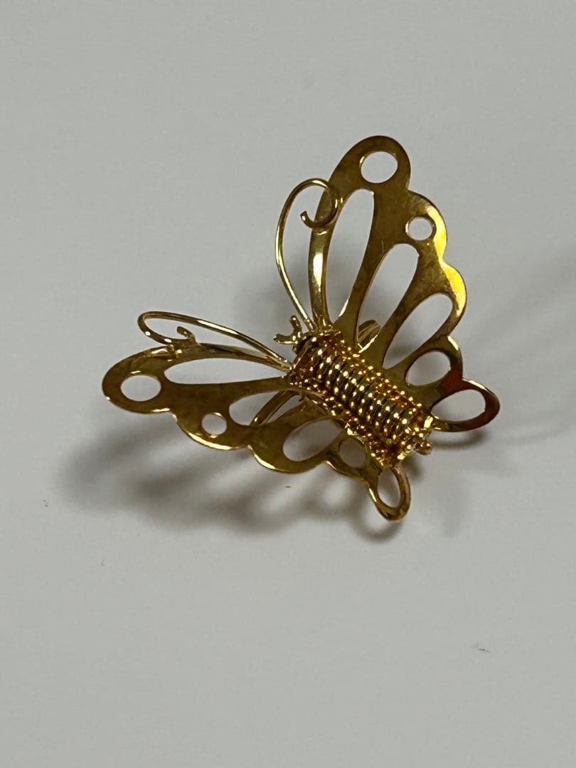 18金バタフライ蝶18Kブローチ