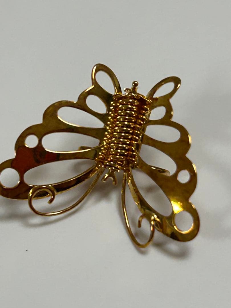 18金バタフライ蝶18Kブローチ
