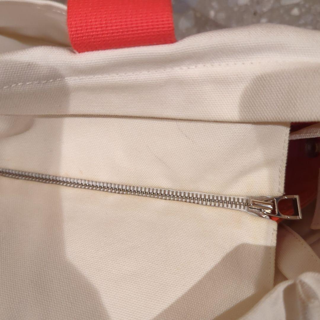 たあ　HERMES マザーズバッグ クリーム/赤 動物イラスト付き