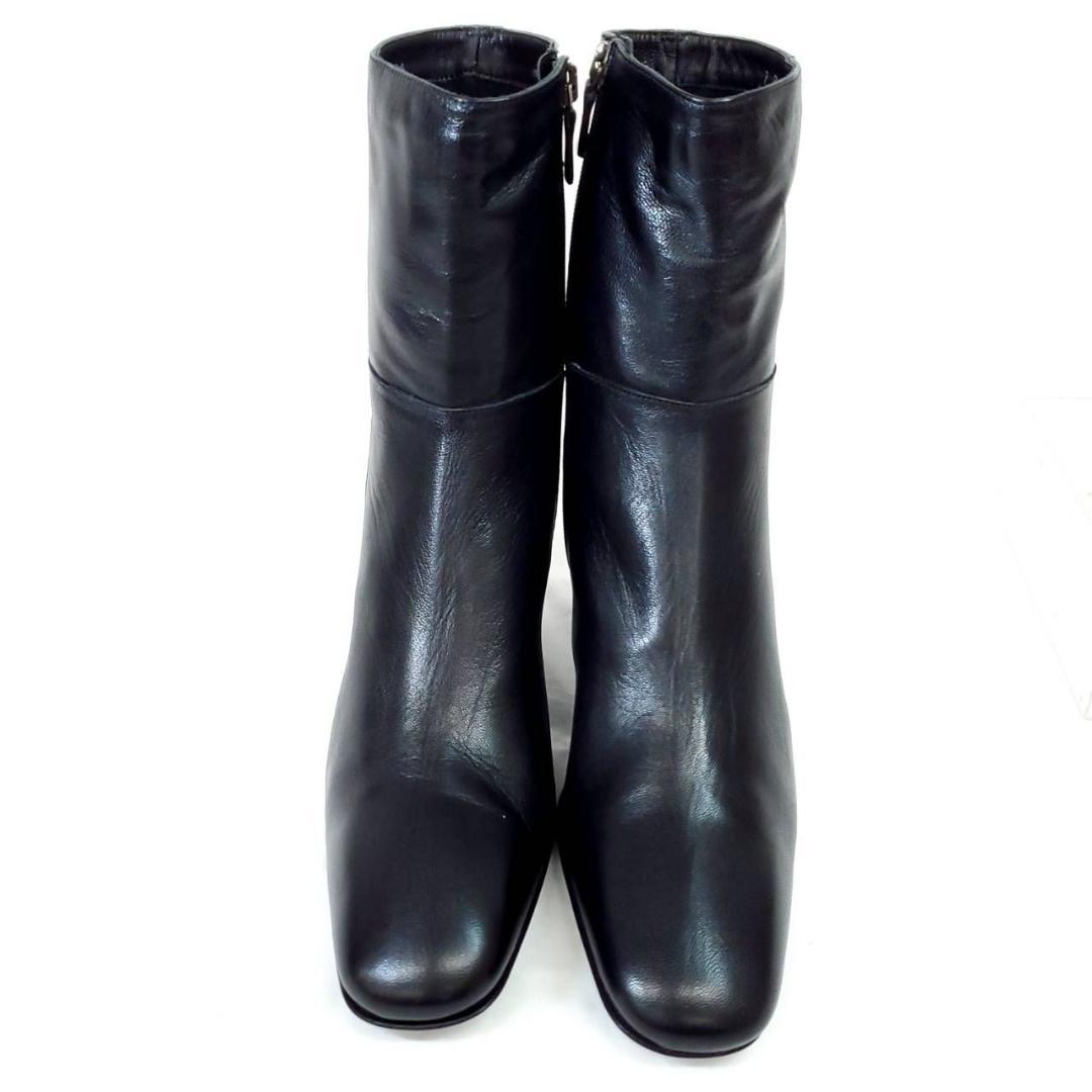 ローレンラルフローレン　新品　ショートブーツ　サイドジップ　スクエア　レザー
