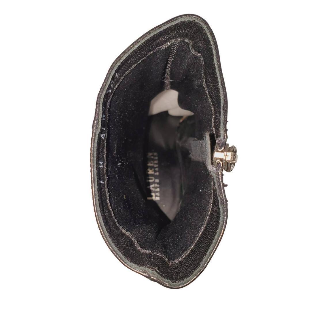 ローレンラルフローレン　新品　ショートブーツ　サイドジップ　スクエア　レザー