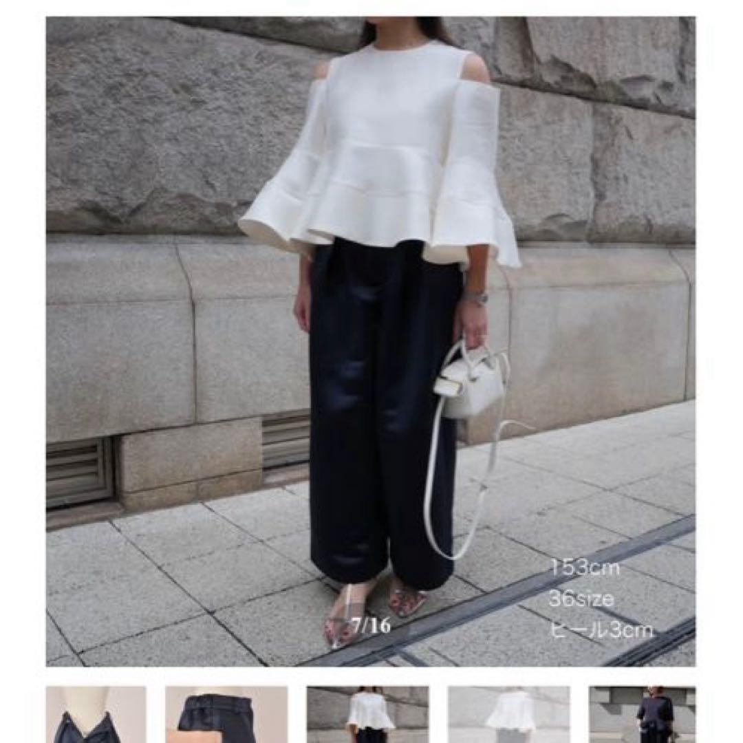 heve. サテンフレアガウチョパンツ　ネイビー