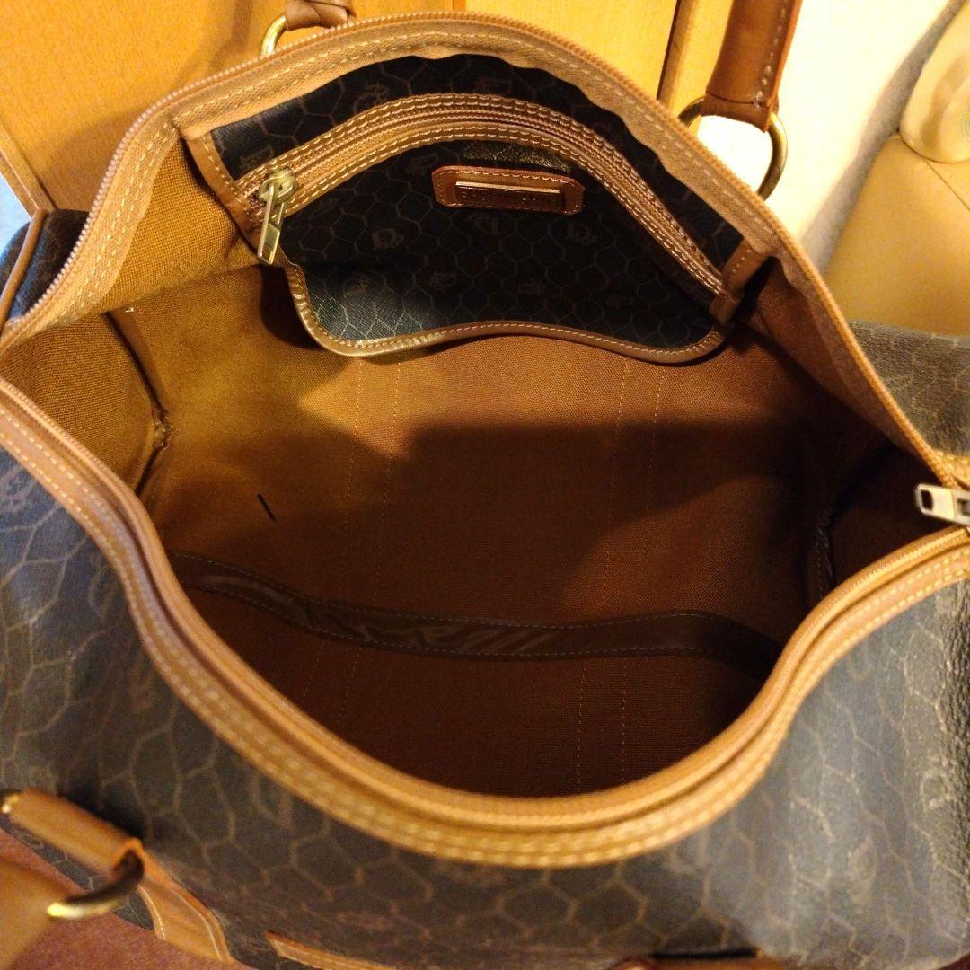 クリスチャン/ディオール ボストンバッグ ハニカム柄 Hexagonロゴ PVC