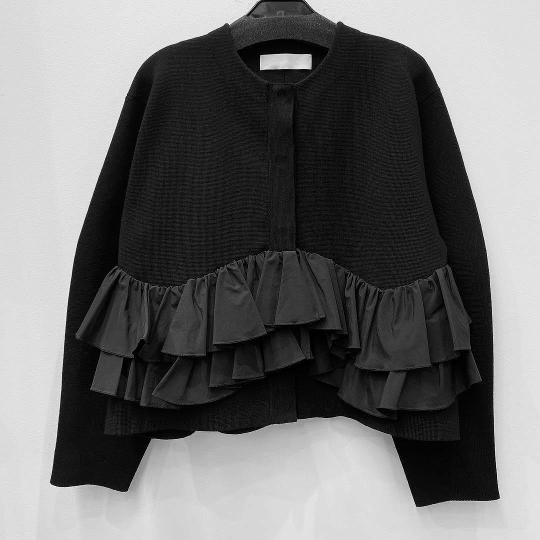 MARILYNMOON スパイラルタフタラッフルニットジャケット