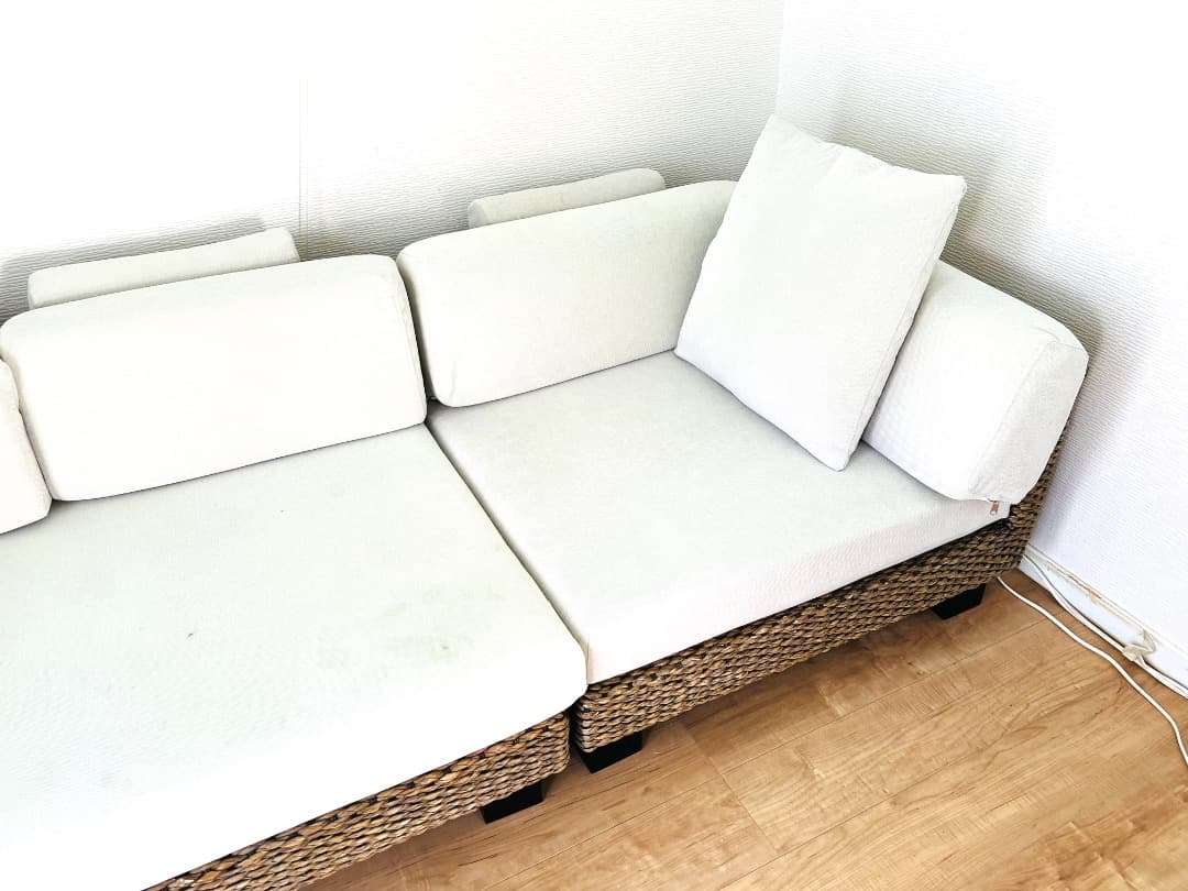 a.flat ケイ・ローソファ コーナー&ベンチのセット3人 (ヒヤシンス)