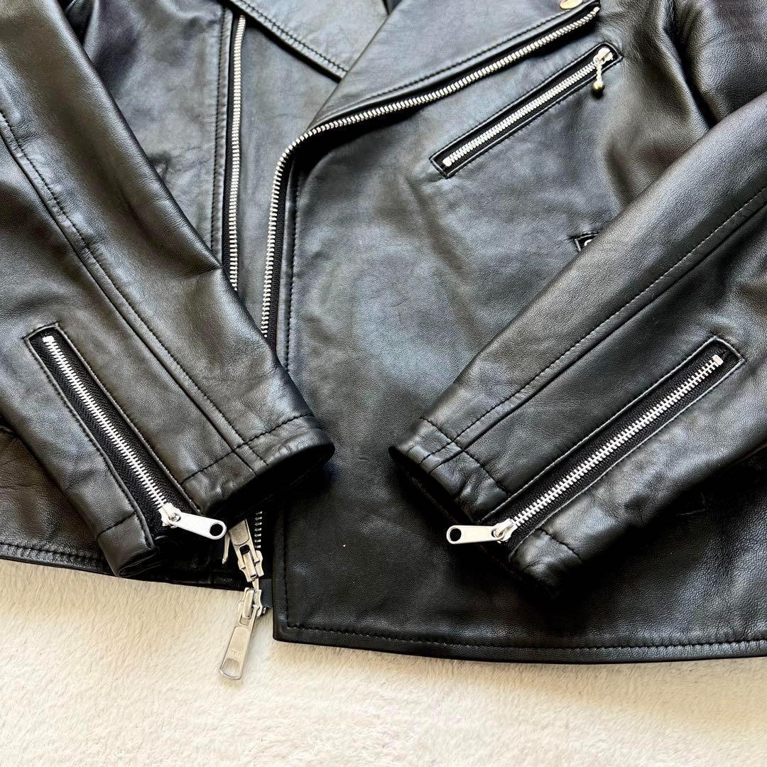 UNITED ARROWS⭐️本革ダブルライダースジャケット、黒色、サイズ40