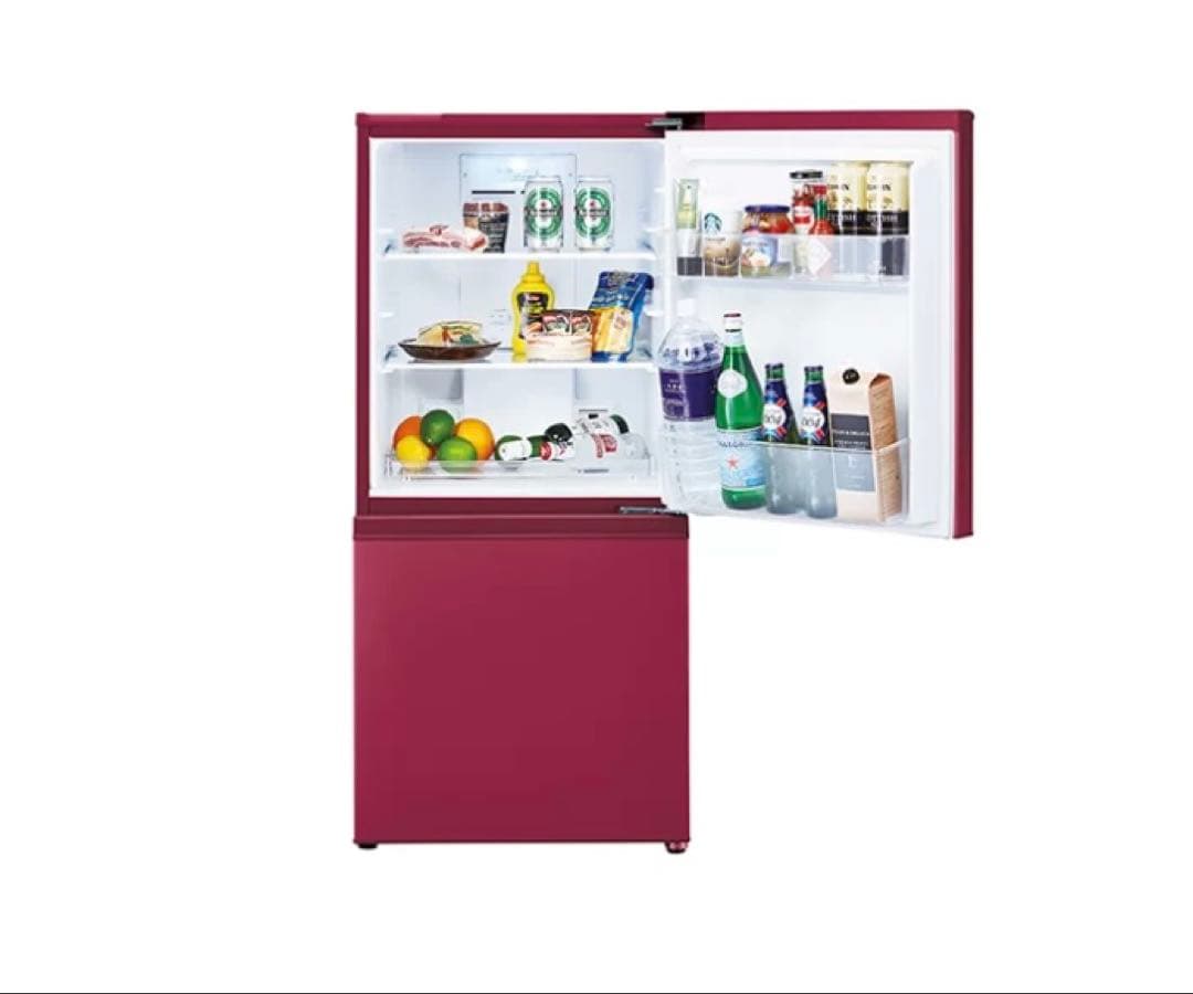 【送料無料】冷凍冷蔵庫レッド AQR-16F 2017年製取説付 （157L）