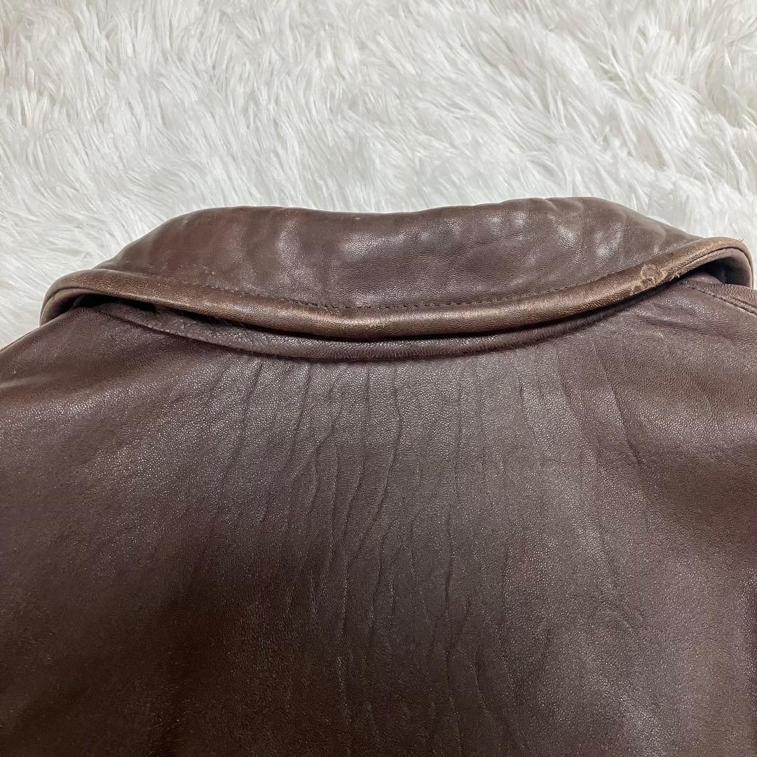 オールド ラムレザー 短丈ジャケット メンズ ブラウンL 古着 羊革 90s